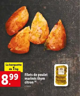 Lidl Filets de poulet marinés thym citron (4) offre