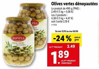 Lidl Olives dénoyautées offre