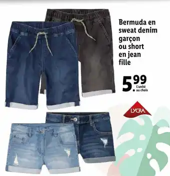 Lidl Bermuda garçon offre