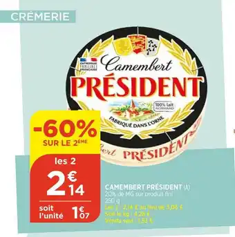 Bi1 Camembert Président -60% Sur Le 2ème offre