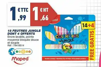 Bureau Vallée 18 Feutres Jungle Dont 4 Offerts Maped offre