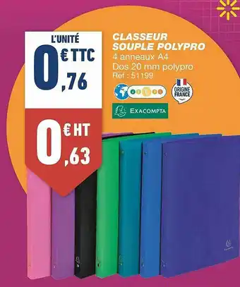 Bureau Vallée Classeur Souple Polypro offre