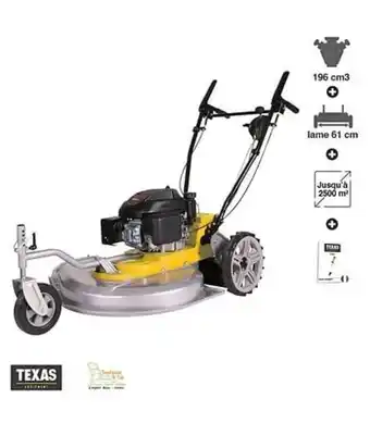Bricomarché Tondeuse débroussailleuse thermique pro autotractée 4,9 cv 196 cm3 coupe 61cm texas multicut 610 offre