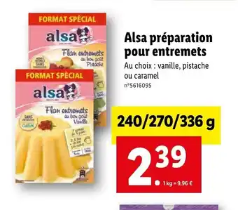 Lidl Alsa préparation pour entremets offre