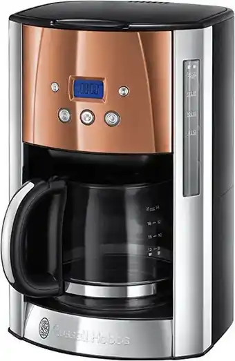 Amazon Russel hobbs machine à café, cafetière filtre 1,8l inox, 12 tasses, programmable, auto-nettoyante - cuivre 24320-56 luna offre
