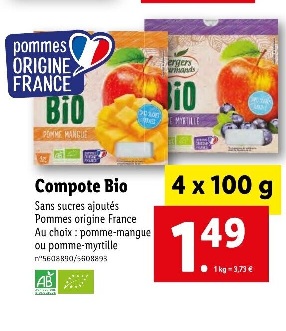 Promo Compote Bio chez Lidl