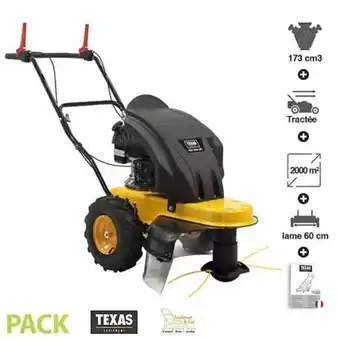 Bricomarché Tondeuse débroussailleuse à roues tractées 3,9 cv 173 cm3 coupe 60cm texas protrim600tr offre