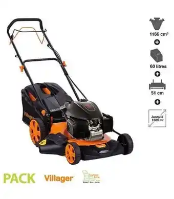 Tondeuse thermique tractée moteur honda gcv 3,2cv coupe 50cm mulching villager atlas 5111h