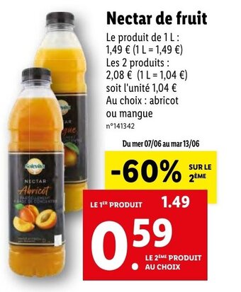 Lidl Nectar de fruit offre