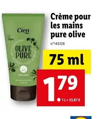 Lidl Crème pour les mains pure olive offre