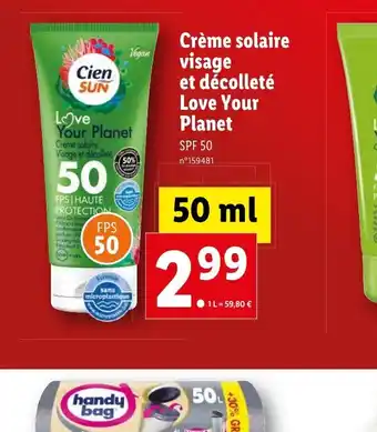 Lidl Crème solaire Visage et décolleté offre
