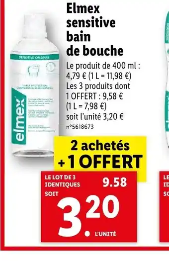 Lidl Elmex sensitive bain de bouche offre