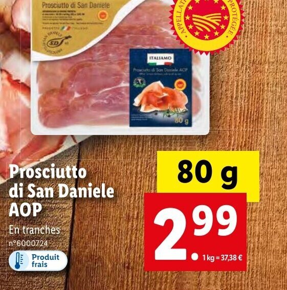 Promo Prosciutto di San Daniele AOP chez Lidl
