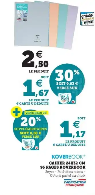 Hyper U Cahier 24x32 cm 96 pages koverbook offre