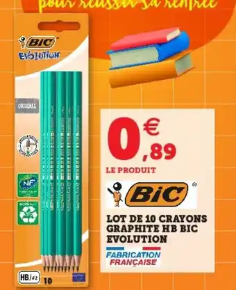 Hyper U Lot de 10 crayons graphite hb bic evolution offre