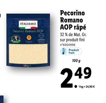 Lidl Pecorino Romano AOP râpé offre