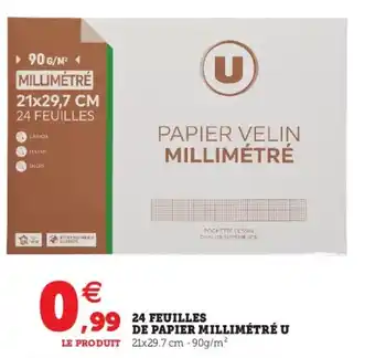 Hyper U 24 Feuilles de papier millimétré u offre