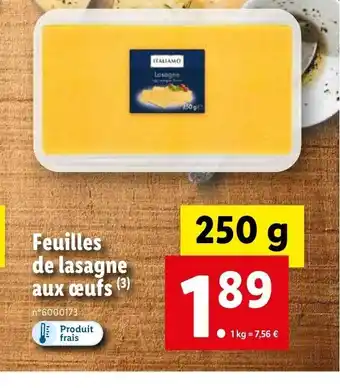 Lidl Feuilles de lasagne aux œufs (3) offre