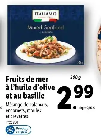 Lidl Fruits de mer à l'huile d'olive et au basilic offre