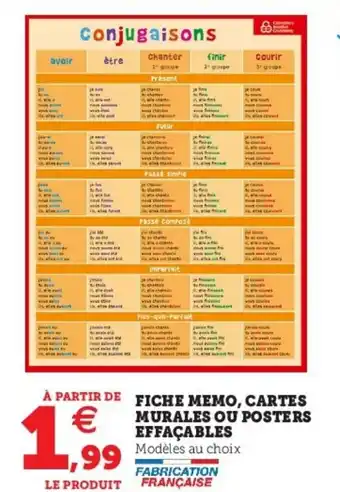 Fiche memo, cartes murales ou posters effaçables