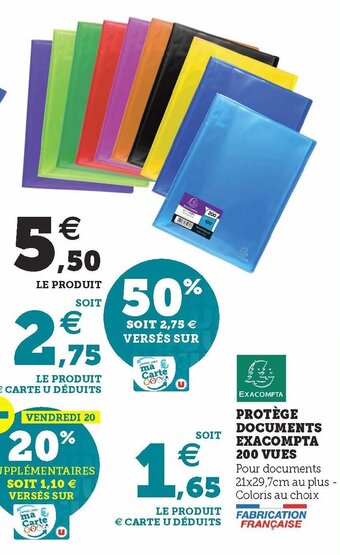Hyper U Protège documents exacompta 200 vues offre