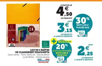 Hyper U Lot de 4 boîtes de classement exacompta offre