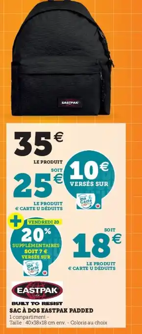 Hyper U Sac à dos eastpak padded offre
