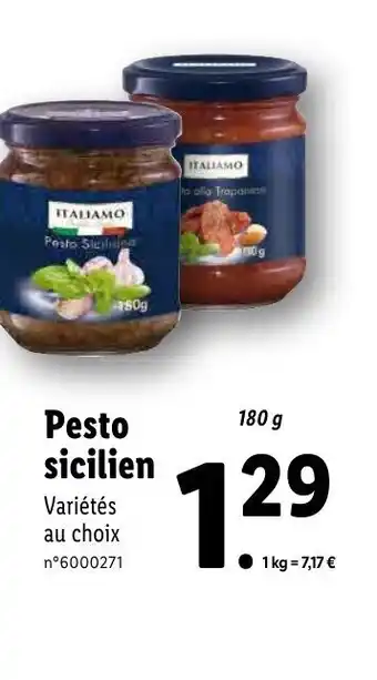 Lidl Pesto sicilien offre