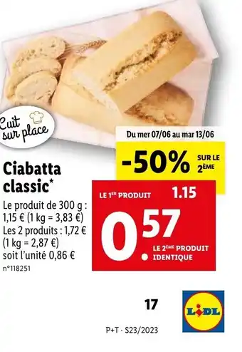 Lidl Ciabatta classic* offre