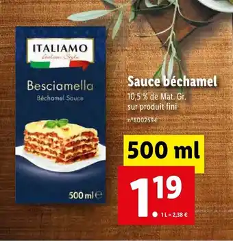 Lidl Sauce béchamel offre