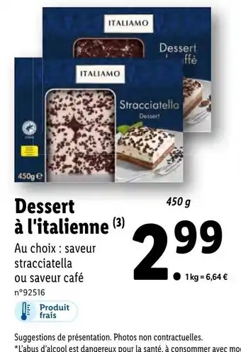 Lidl Dessert à l'italienne (3) offre