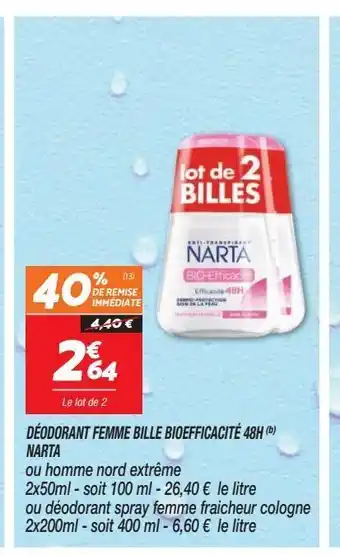 Netto Déodorant femme bille bioefficate 48 h narta offre