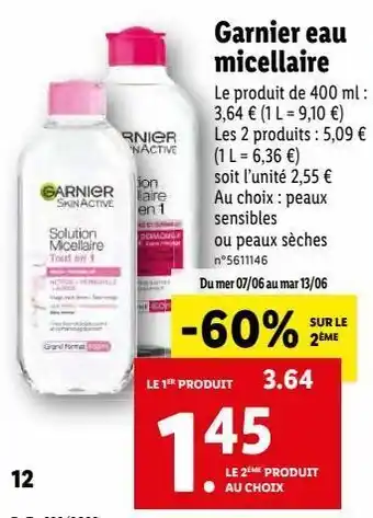 Lidl Démaquillant garnier offre