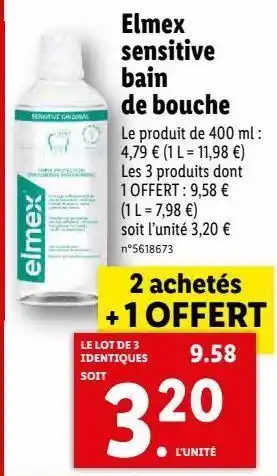 Lidl Bain de bouche elmex offre
