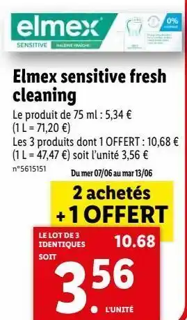 Lidl Dentifrice elmex offre