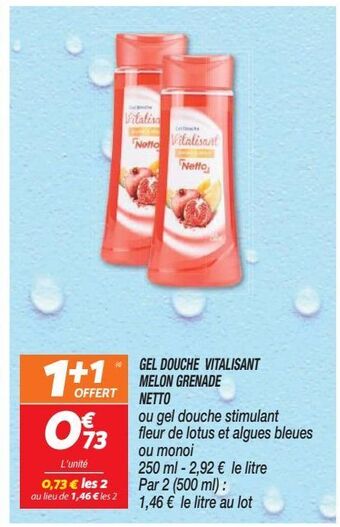 Gel douche vitalisant melon grenade netto