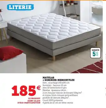 Hyper U Matelas + sommier memoryflex offre