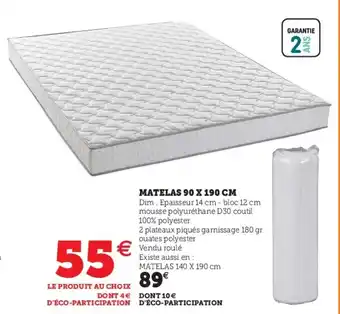 Hyper U Matelas 90 x 190 cm offre