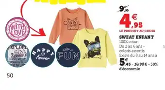 Hyper U Sweat enfant offre