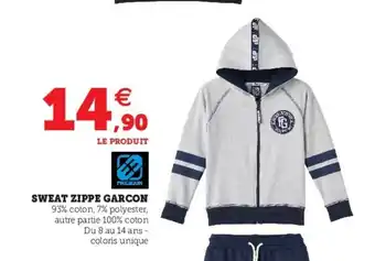 Hyper U Sweat zippe garcon offre