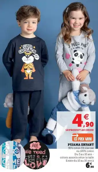 Hyper U Pyjama enfant offre