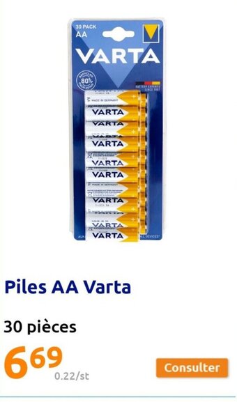 Action Piles AA Varta offre
