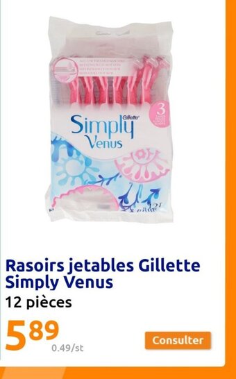 Action Rasoirs jetables Gillette Simply Venus offre