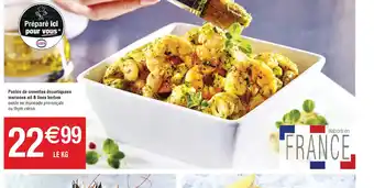 Cora x Carrefour Poêlée de crevettes décortiquées marinées ail & fines herbes existe en marinade provençale ou thym citron offre