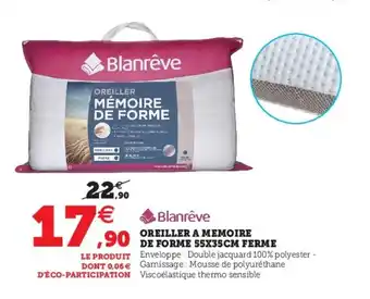 Hyper U Oreiller a memoire de forme offre