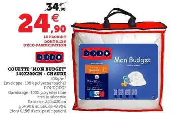 Hyper U Couette "mon budget" offre