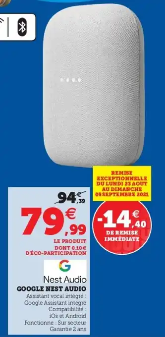 Hyper U Google Nest Audio offre