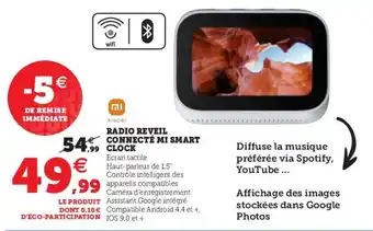 Hyper U Readio Reveil Connecté Mi Smart Clock offre