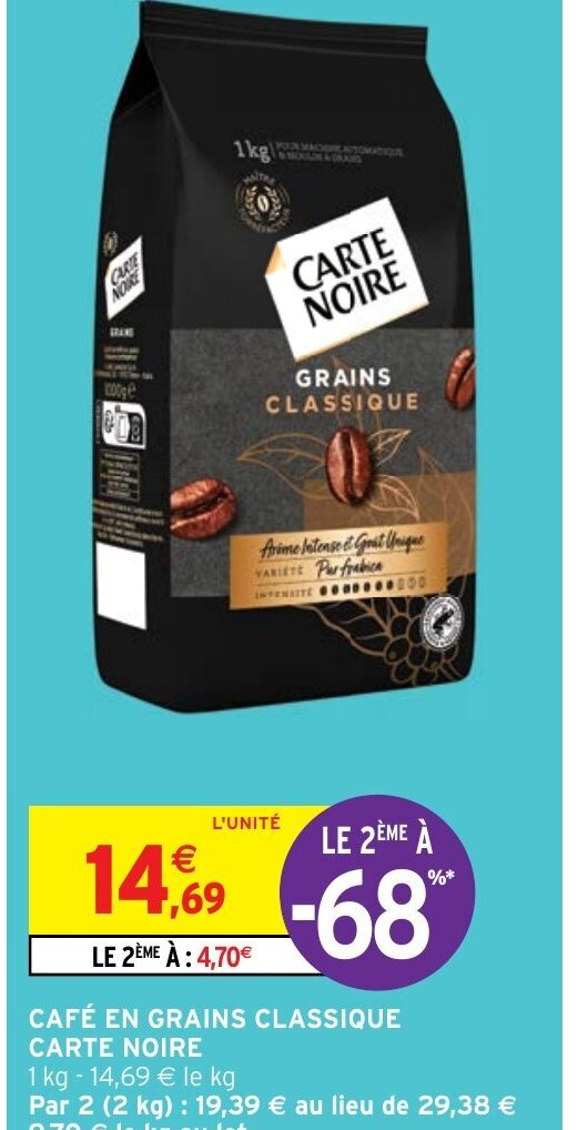 Intermarché Hyper CAFÉ EN GRAINS CLASSIQUE CARTE NOIRE offre