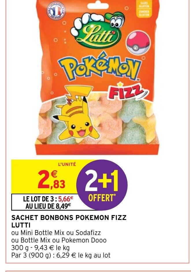 Intermarché Hyper SACHET BONBONS POKEMON FIZZ LUTTI offre